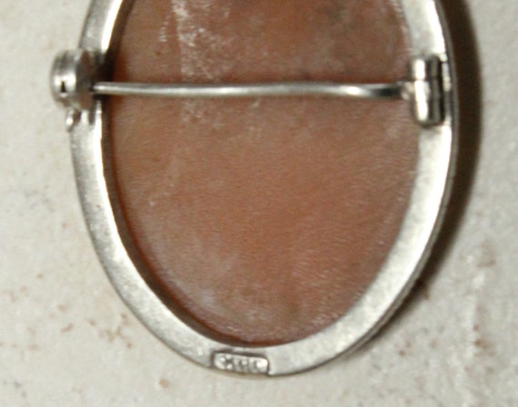 Carved Cameo Brooch 800 Fancy Silver Frame Short … - image 4