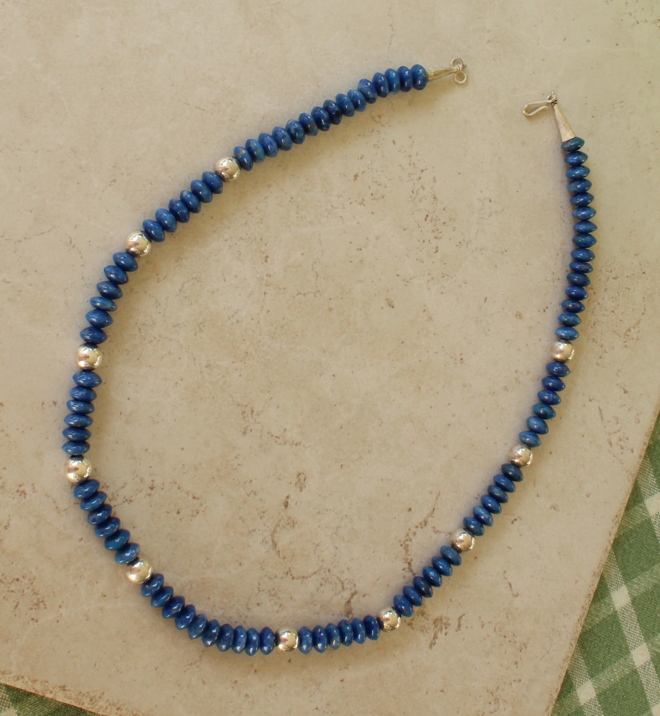 Lapis Lazuli Beaded Necklace Southwestern Style Silver Accents | Etsy