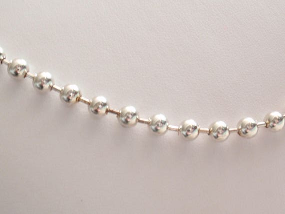 Sterling Silver Ball Chain Necklace 5mm Beaded Mi… - image 2