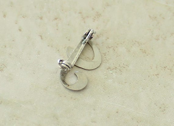 Tiny Script J Brooch Initial Lapel Pin Sterling S… - image 2
