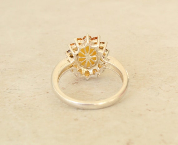 Yellow Nephrite Jade Gemstone Ring Floral Shape O… - image 6