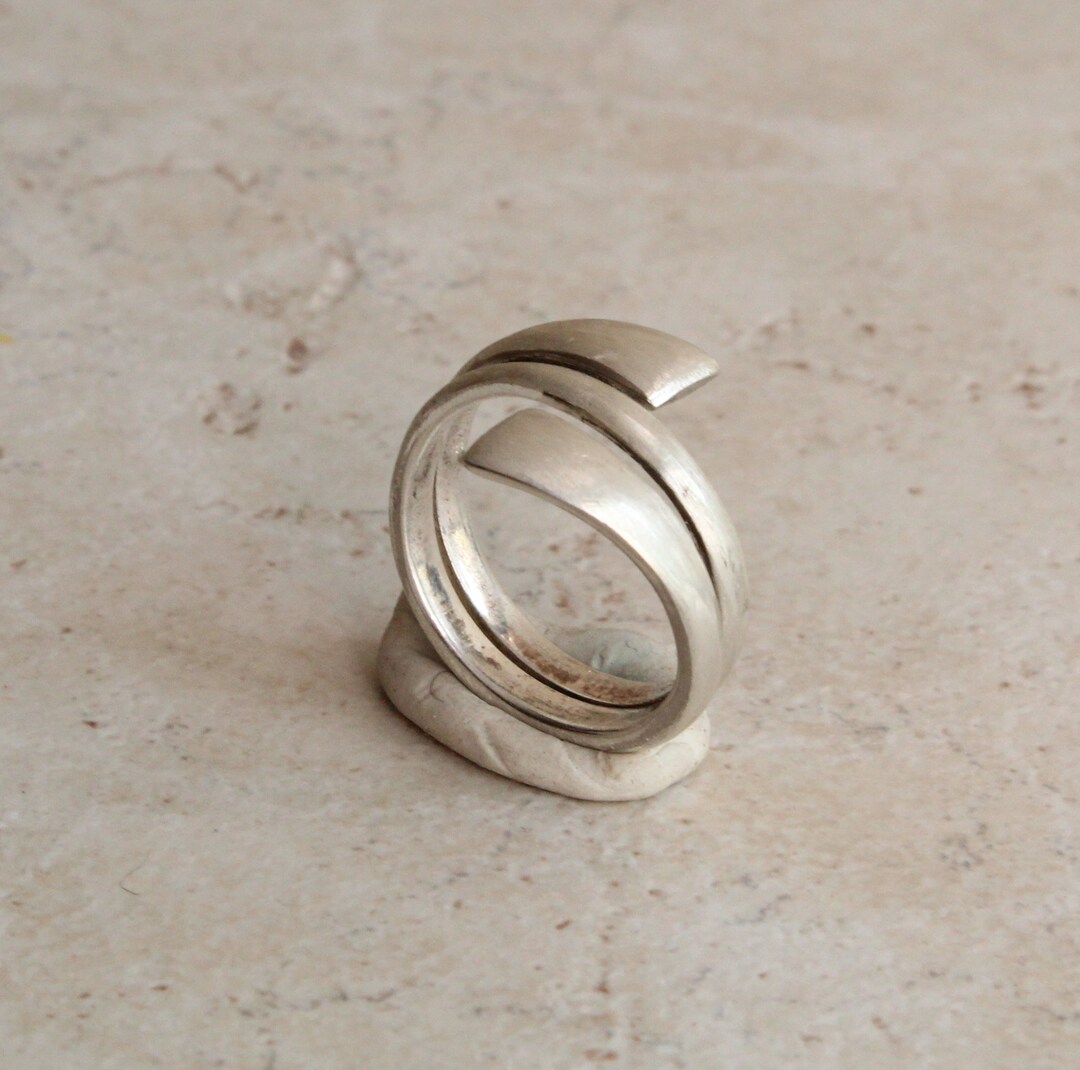 Satin Finish Bypass Ring Sterling Silver Size 7.5 Wraparound - Etsy