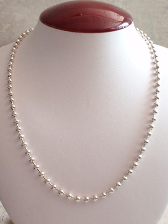 Sterling Silver Ball Chain Necklace 5mm Beaded Mi… - image 1