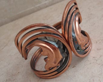 Rame Copper Cuff Bracelet Wide Hinged Mid Century Clamper Vintage