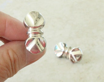 Sterling Silver Earrings Clip On Architectural Barbell Design Vintage