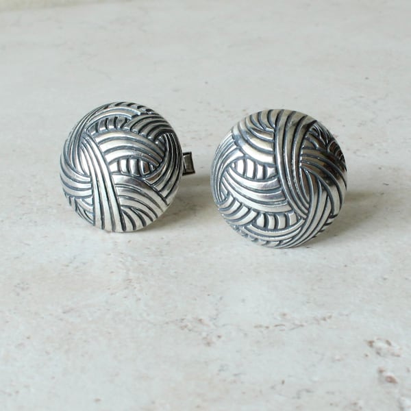 Sterling Silver Cufflinks Domed Swirl Twist 925 Marked Pat 2472958 From 40s 50s Vintage