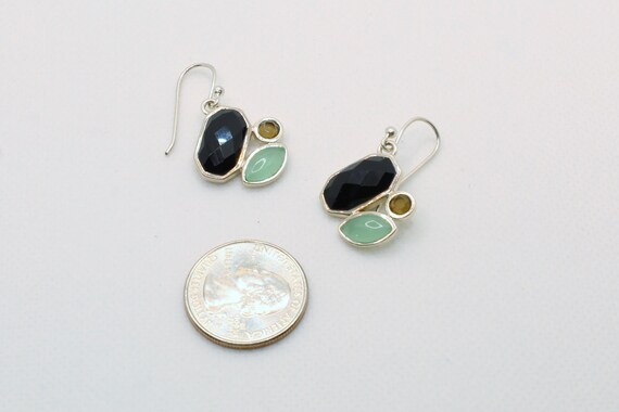 Barse Gemstone Earrings - Prehnite , Smoky Quartz… - image 4