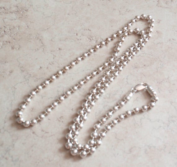 Sterling Silver Ball Chain Necklace 5mm Beaded Mi… - image 3