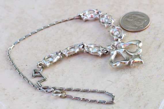 Bogoff Clear Rhinestone Bib Necklace Square Focal… - image 5