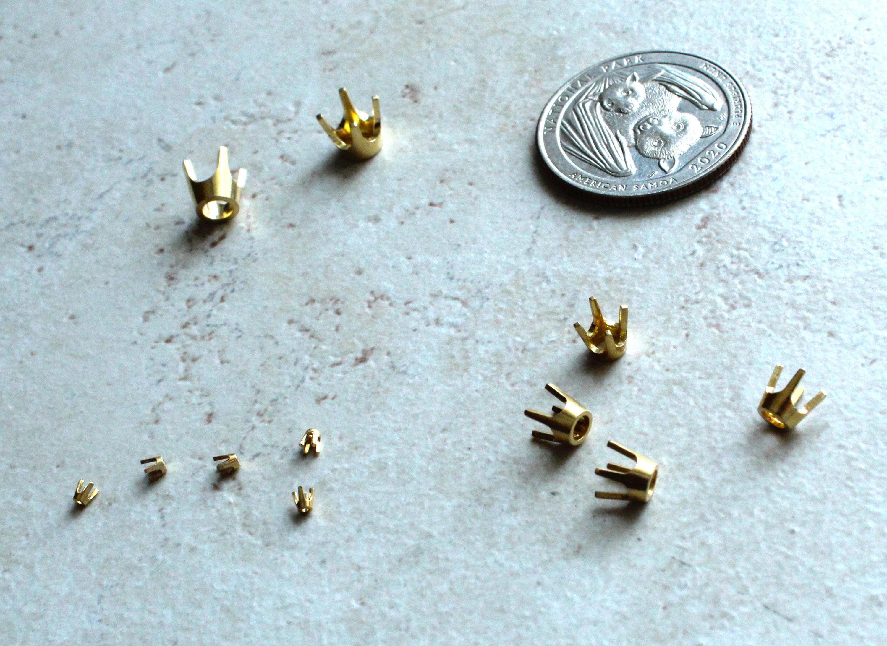 14K Yellow Gold Round 4 Prong Solid Base Setting Various Sizes .5 Point to 1 Carat Jewelry Supplies Gemstone