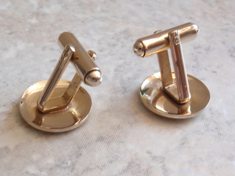 Round Gold Cufflinks Engravable Vintage