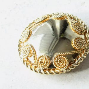 Large Domed Scarf Clip Swirls Gold Plated Vintage