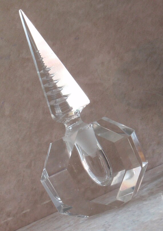 Pagoda Perfume Bottle Heavy Crystal Reverse Carve… - image 4