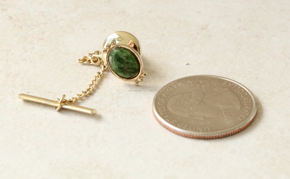 Nephrite Jade Tie Tack with Clutch and Button Sta… - image 3