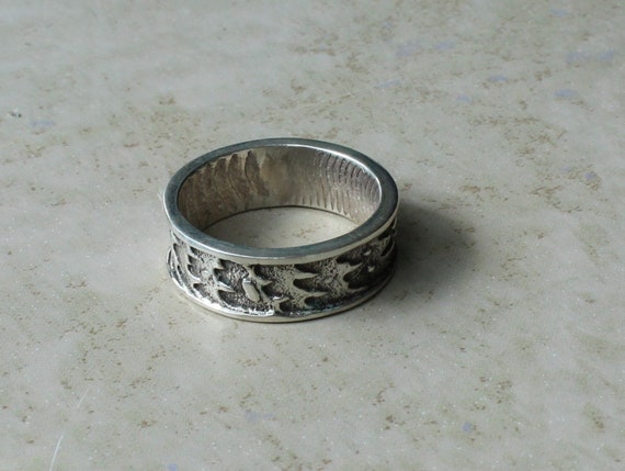 Cuttlebone Cast Band Ring Textured Oxidized Sterling Silver Size 11 8mm Wide 2mm Thick Hand Made Wedding Worthy Unisex Ring Etsy