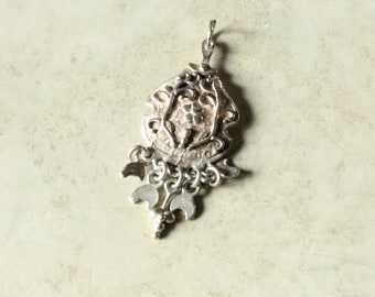 Gheaui Sterling Silver Dangle Pendant Guadalajara Mexico Floral Vine Boho Design Vintage