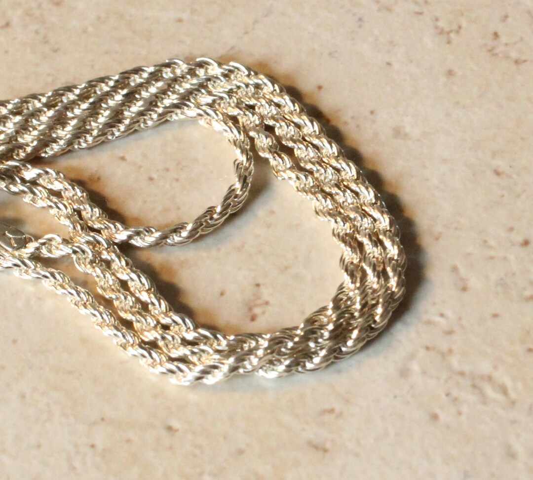 Sterling Silver Rope Chain Necklace 24 Inch 1.9mm Thick Italian Made in ...