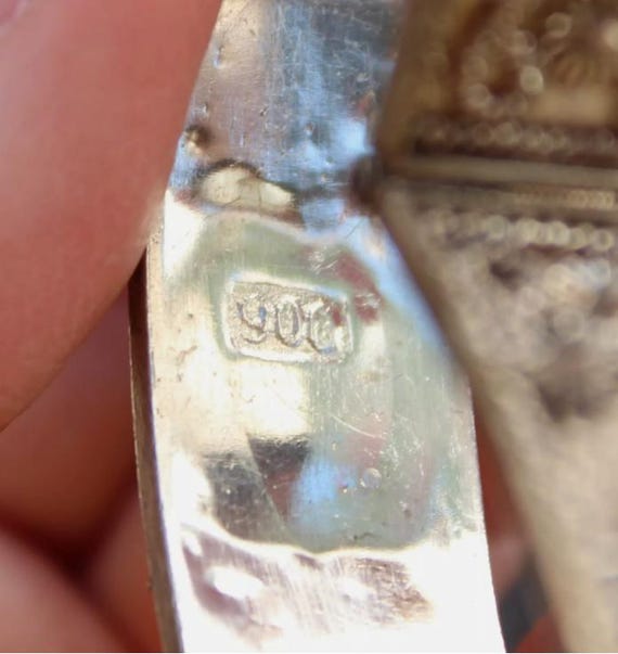 Middle Eastern Panel Bracelet Green Marquise Glas… - image 6