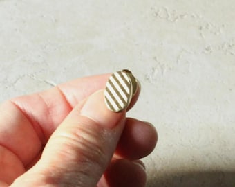 Gold Tone Tie Tack Diagonal Stripes Oval Shiny Clutch and Button Stay Vintage