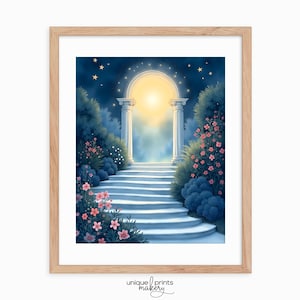 Moonlit Garden Pathway - Enchanted Night Scene, Ethereal Glow Art, Romantic Garden, Printable Wall Art, Dreamy Landscape Decor 192