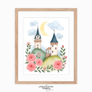 Whimsical Castle Wall Art - Dreamy Architecture with Floral Accents, Printable Fairytale Scene, Fantasy Landscape, Cottagecore Decor 72
