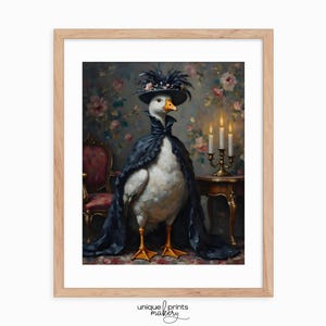 Majestic Goose in Vintage Attire - Printable Animal Portrait, Quirky Wall Art, Rustic Farmhouse Decor, Victorian Goose Painting 567