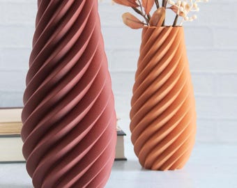 Terra Twist Vase STL File, Modern Sculptural 3D Print (Digital Download)