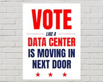 Stop Data Centers Protest Poster, Anti-Trump Sign (Printable PDF, 2 Sizes)