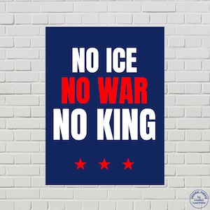 No Kings Protest Poster, Anti-ICE, Anti-War Sign (Printable PDF)