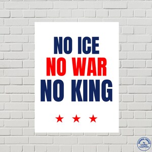No Kings Protest Poster, Anti-ICE, Anti-War, Flag Day Sign (Printable PDF) image 3