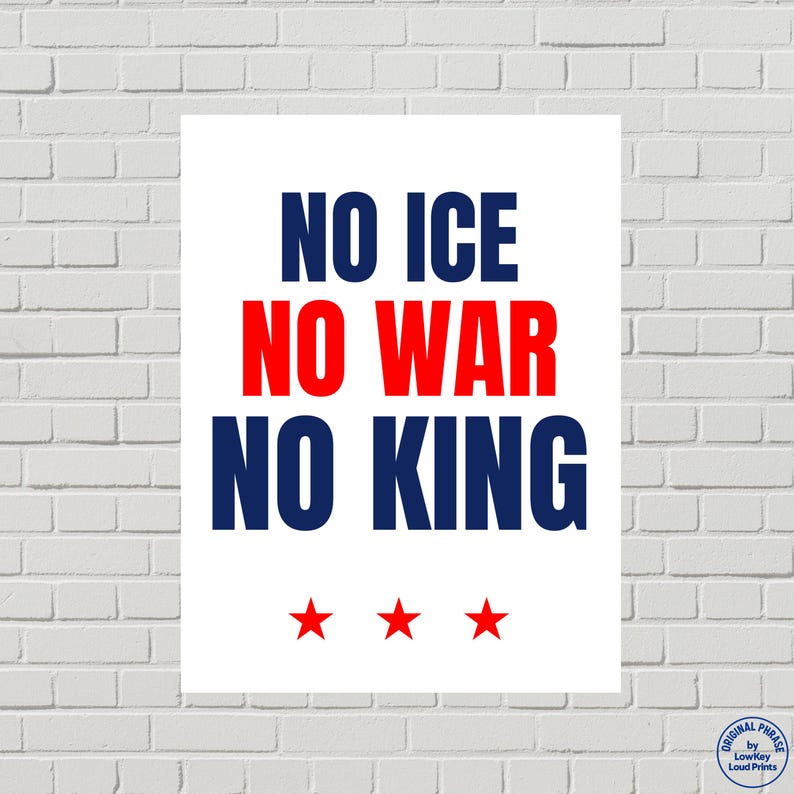 No Kings Protest Poster, Anti-ICE, Anti-War, Flag Day Sign (Printable PDF) image 3