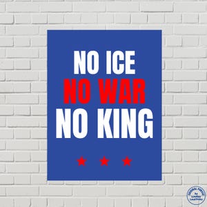No Kings Protest Poster, Anti-ICE, Anti-War, Flag Day Sign (Printable PDF) image 2