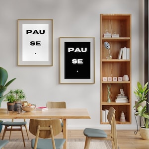 Zatrzymaj się i odetchnij | Relaksująca, drukowana sztuka ścienna | Uspokajający plakat z cytatem | Wydruk typografii uważności | Dekoracja domu łagodząca stres | Przypomnienie