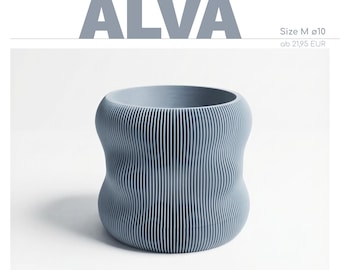 Pot de fleurs design avec bac d'égouttage – Alva | Taille M | Imprimé en 3D, scandinave, moderne, idée cadeau pour les amoureux des plantes | par LUDSGN