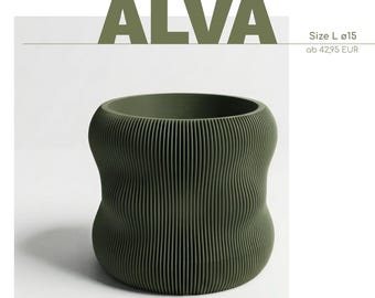 Design Pflanztopf mit Abtropfschale - Alva | Größe L | 3D-gedruckt, Skandinavisch, Modern, Geschenkidee für Pflanzenliebhaber | by LUDSGN