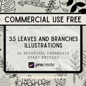 35 Procreate Blätter und Zweige Stempel, Botanische Procreate Stempel, Procreate Blätter Pinsel, Florale Procreate Pinsel mit kommerzieller Nutzung