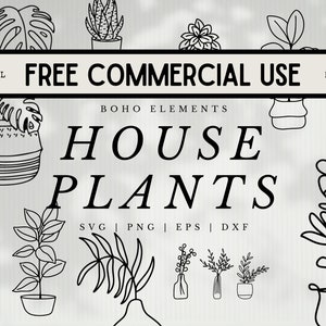 16 Boho Elements House Plant SVG images - line art plant images in SVG, png, dxf, or eps files - Free Commercial Use