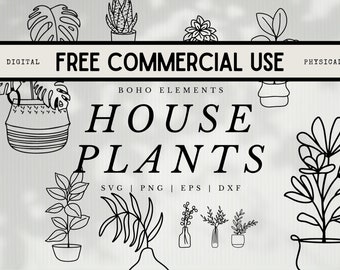 16 Boho Elements House Plant SVG images - line art plant images in SVG, png, dxf, or eps files - Free Commercial Use