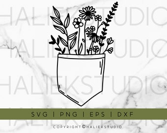 Wildflowers SVG Design: One-Line Pocket Drawing (Digital Download)