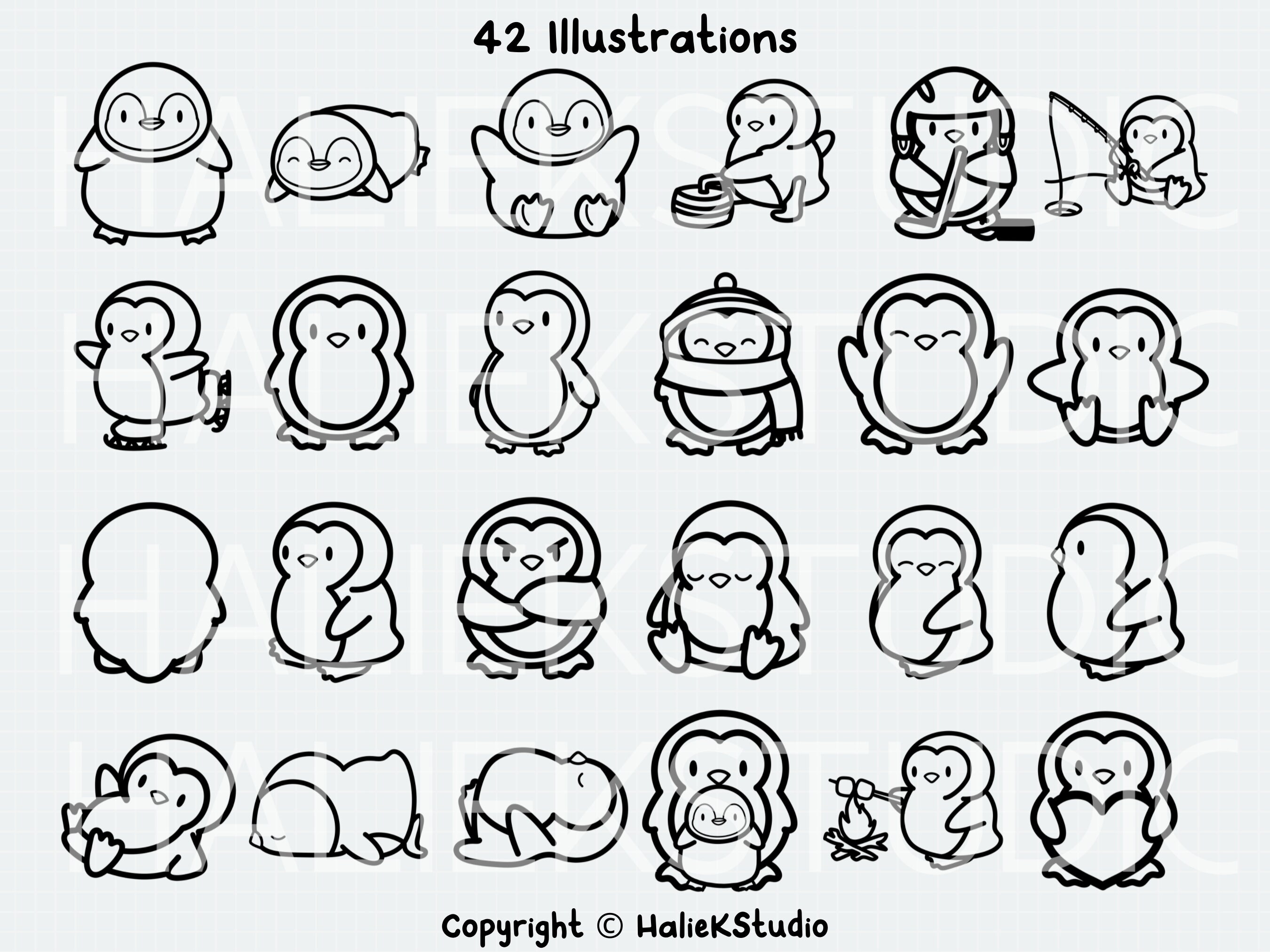 42 Cute Penguins SVG Bundle Cute Kawaii or Chibi Penguin Images in SVG