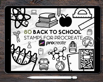 80 Procreate Back to School Stamps, süße Doodle Brushes (kommerzielle Nutzung)