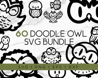 60 Doodle Owl SVG Bundle - Doodle Owl Clip Art Images