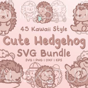 45 Igel SVG Bundle - Süße Kawaii Igel Bilder in SVG-, PNG-, DXF- oder EPS-Dateien zur Verwendung als Clip-Art