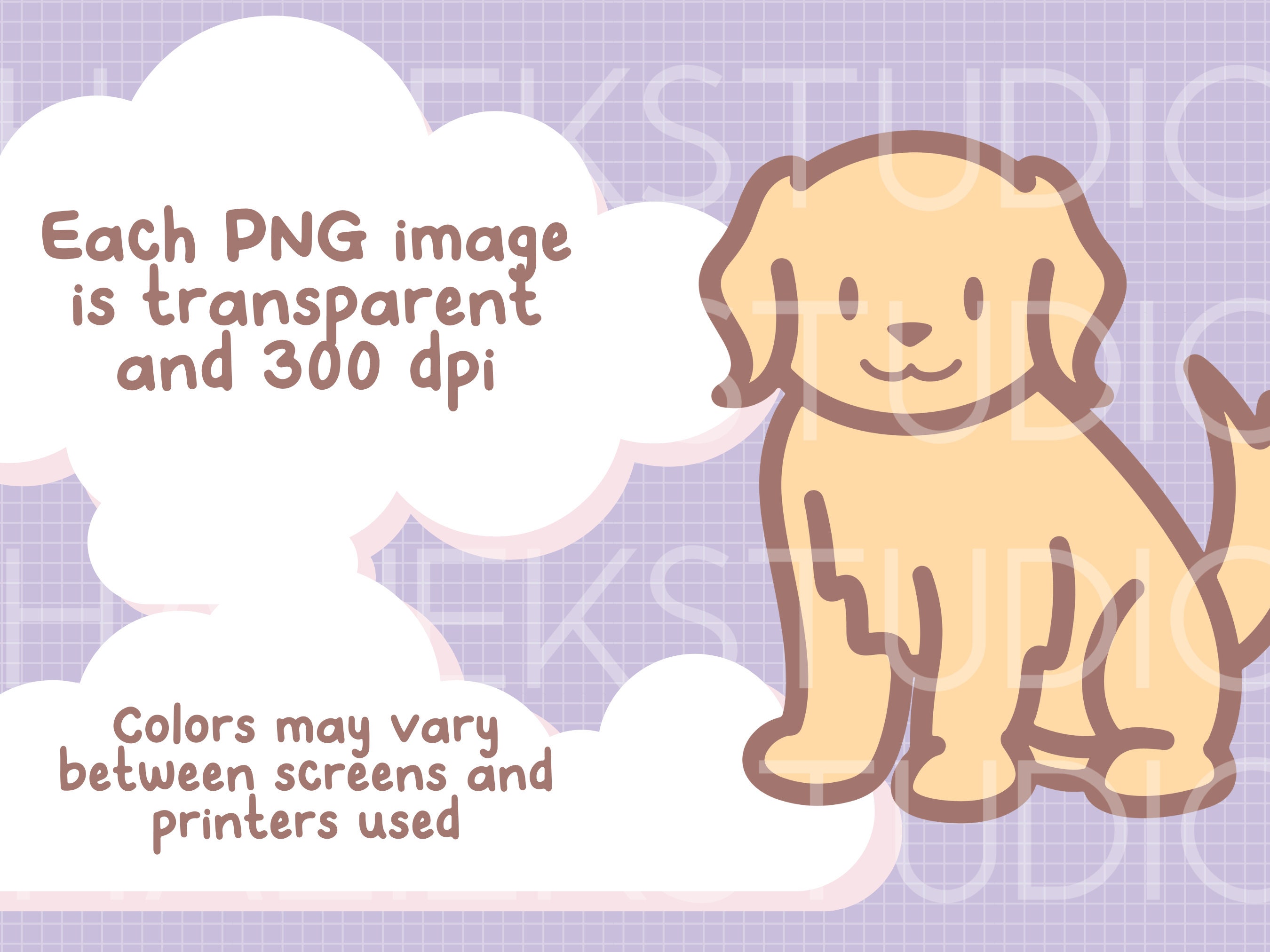 Cute Golden Retriever Clip Art – Kawaii Chibi PNG SVG Bundle (digital ...