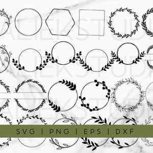 24 Floral Wreath Frame svg Bundle - Wreath Frame Images for Monograms, Logos, and more