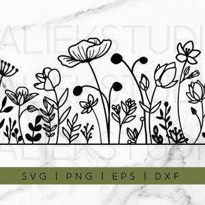 Wildflower Floral border svg, flower border svg, floral frame svg, floral monogram svg wildflower svg, floral svg, Wildflower frame cut file