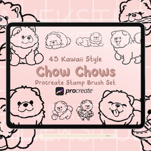 45 Chow Chow Procreate Stempel Pinsel Set - Niedliche Procreate Pinsel im Kawaii Stil