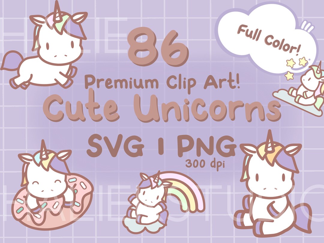 86 Cute Unicorn Clip Art – Kawaii Chibi SVG PNG Files - Etsy