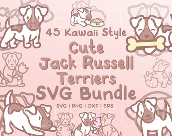 Niedliches Jack Russel Terrier SVG Bundle - Kawaii Chibi Clipart