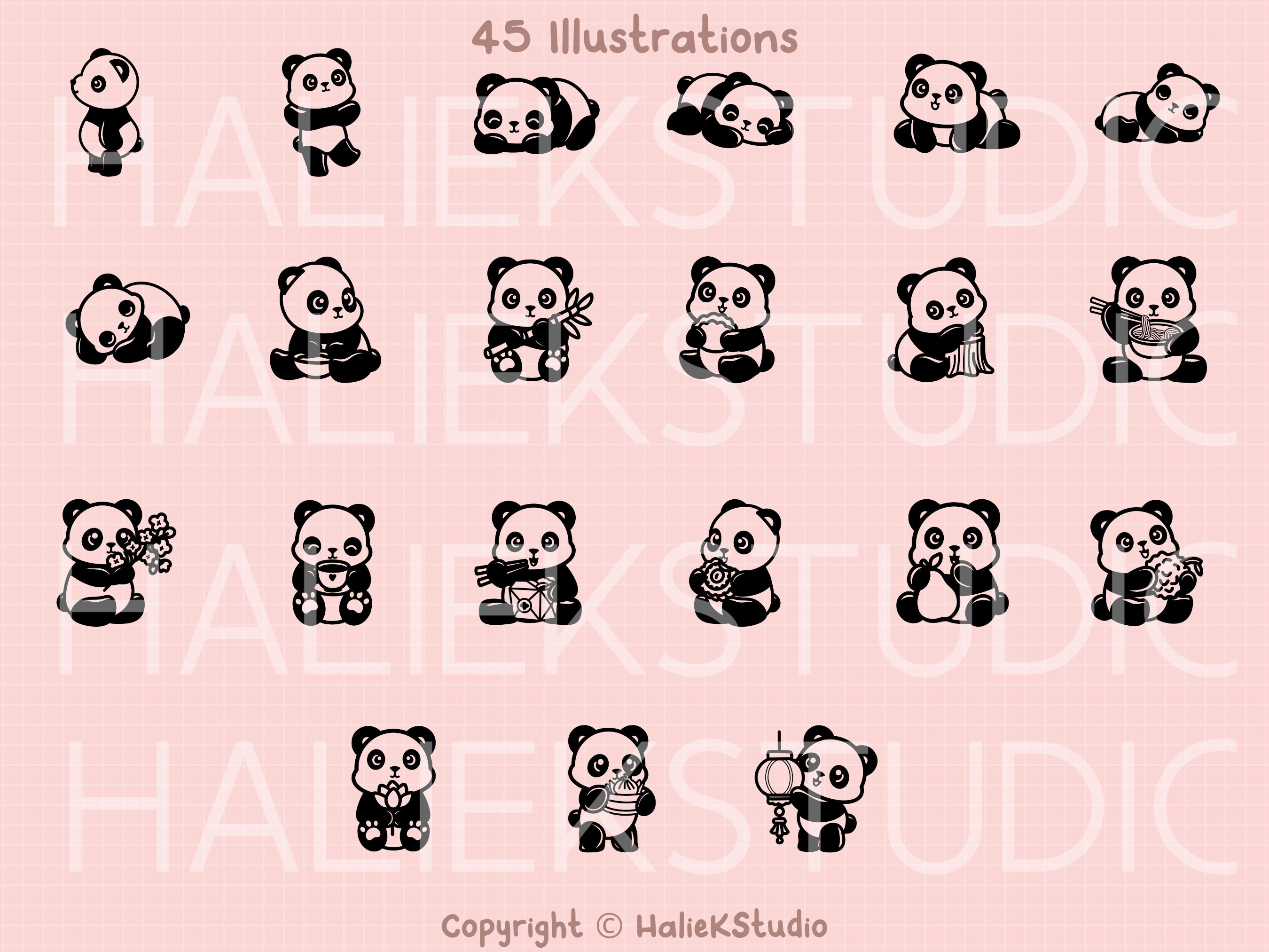 45 Kawaii Panda Procreate Stamps – Cute Chibi Brushes - Etsy
